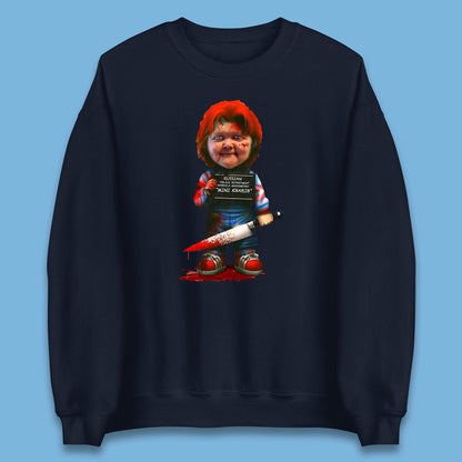 Chucky Mug Shot Russian Police Dept Hasbulla Magomedov Chucky Mini Khabib Inspired Halloween Horror Movie Good Guy Chucky Unisex Sweatshirt