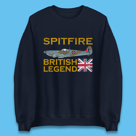 Supermarine Spitfire British Legend Fighter Aircraft Royal Air Force Spitfire WW2 Remembrance Day Unisex Sweatshirt