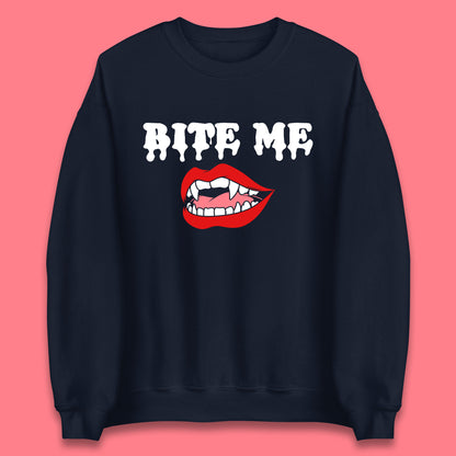 Bite Me Vampire Fangs Halloween Lips Horror Halloween Party Costume Unisex Sweatshirt