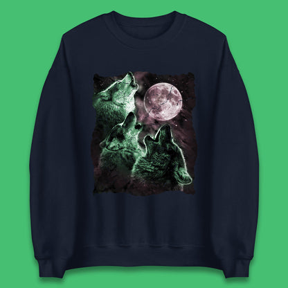 Three Wolf Howling At Moon Wild Free Wolves Three Wolf Dog Animal The Mountain Unisex Sweatshirt