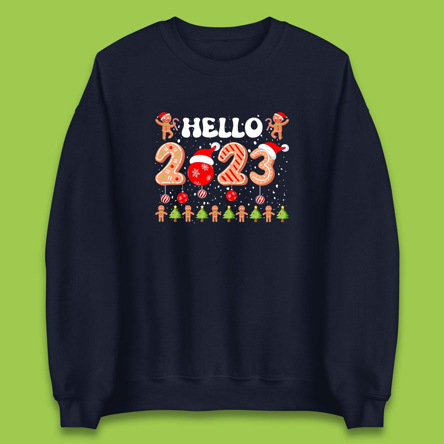 Hello 2023 Merry Christmas Gingerbread Xmas Cookies Unisex Sweatshirt