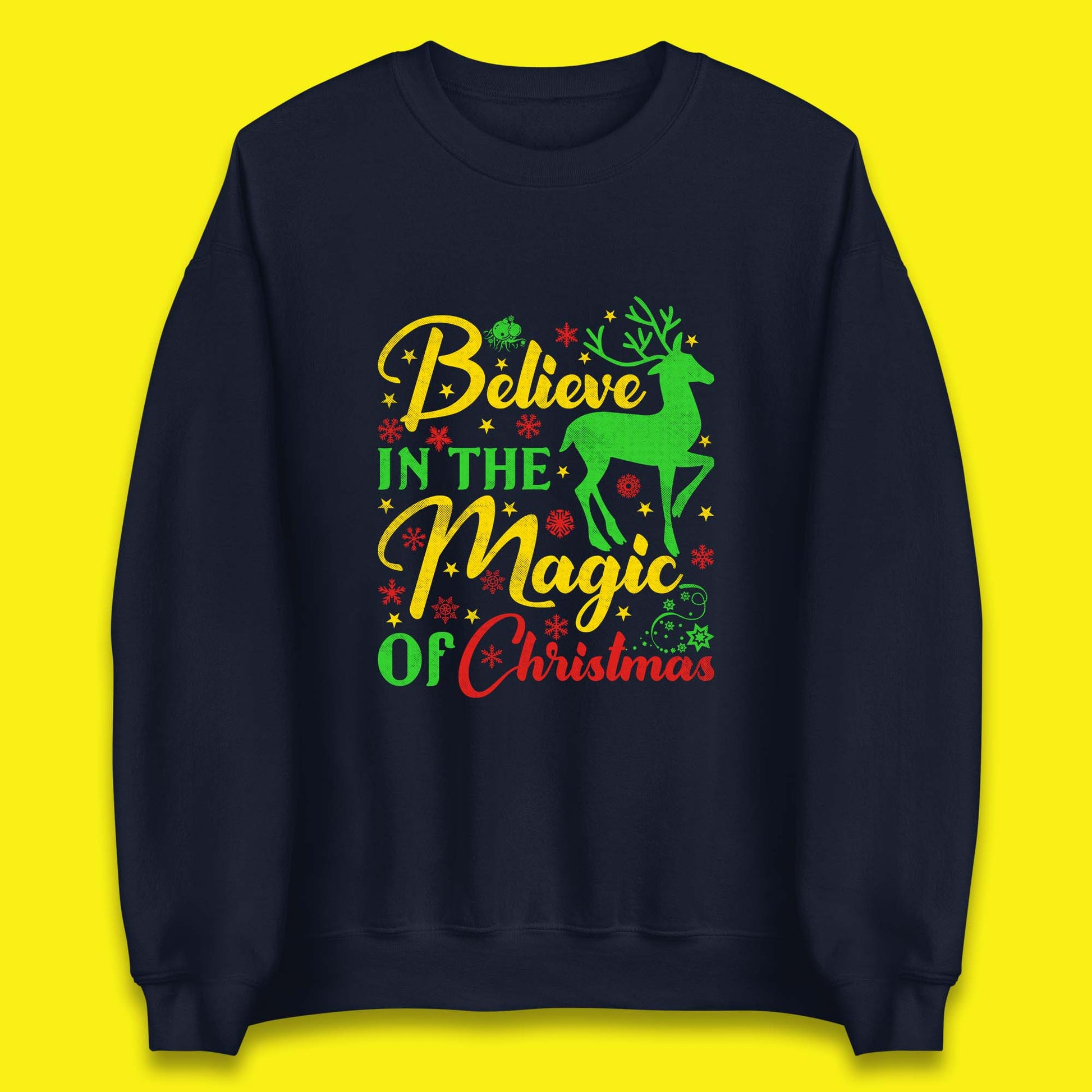 believe in the magic of christmas reindeer sweatshirt