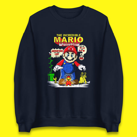 The Incredible Mario The Strongest Plumber Of All Time Super Mario Funny Plumber Mario Bros Gaming Unisex Sweatshirt