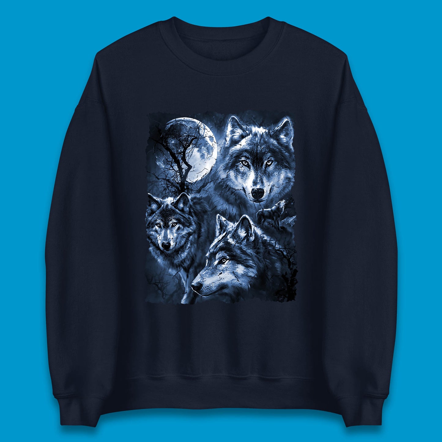 Wolf Family Howling 3 Wolf Moon Wild Free Wolves Three Gray Wolf Dog Animal The Mountain Unisex Sweatshirt