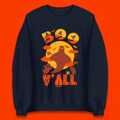 Halloween Boo Y'all Hey Boo Funny Spooky Halloween Party Unisex Sweatshirt