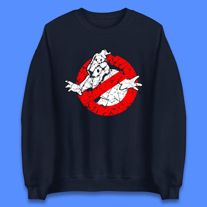 Distressed The Real Ghostbusters No Ghost Symbol Retro Halloween Movie Costume Unisex Sweatshirt