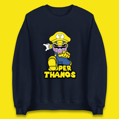 Super Thanos Marvel Infinity Gauntlet Super Mario Spoof Marvel Nintendo Game Series Wario Thanos Fictional Character Unisex Sweatshirt
