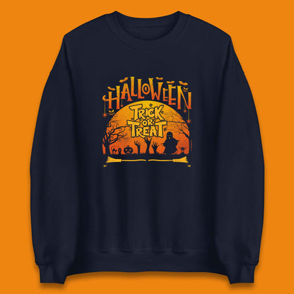Halloween Trick Or Treat Horror Boo Ghost Creepy Zombie Hands Out Of Graveyard Unisex Sweatshirt