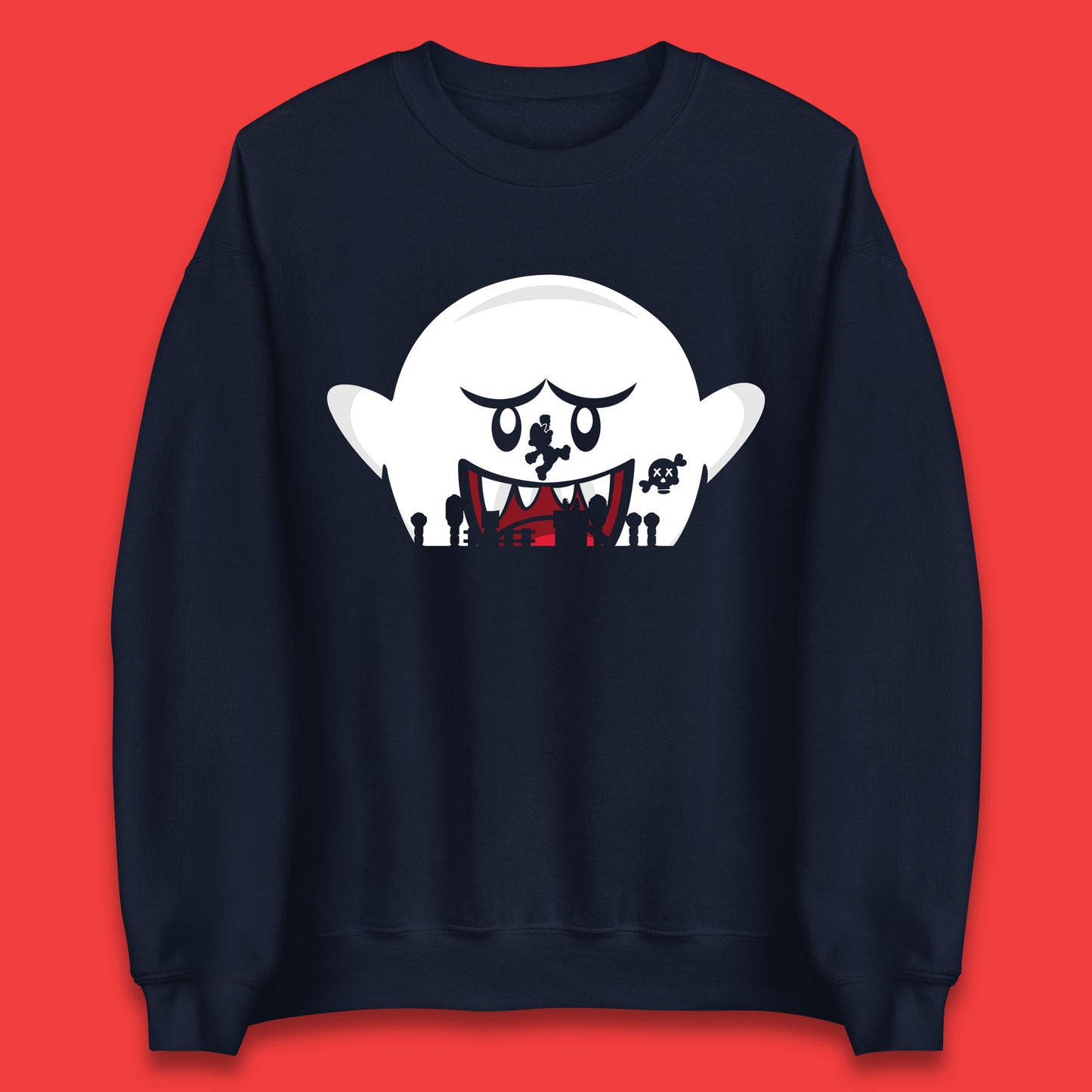 Super Mario Boo Trick Or Treat Halloween Nintendo Mario Iconic Ghost Boo Unisex Sweatshirt