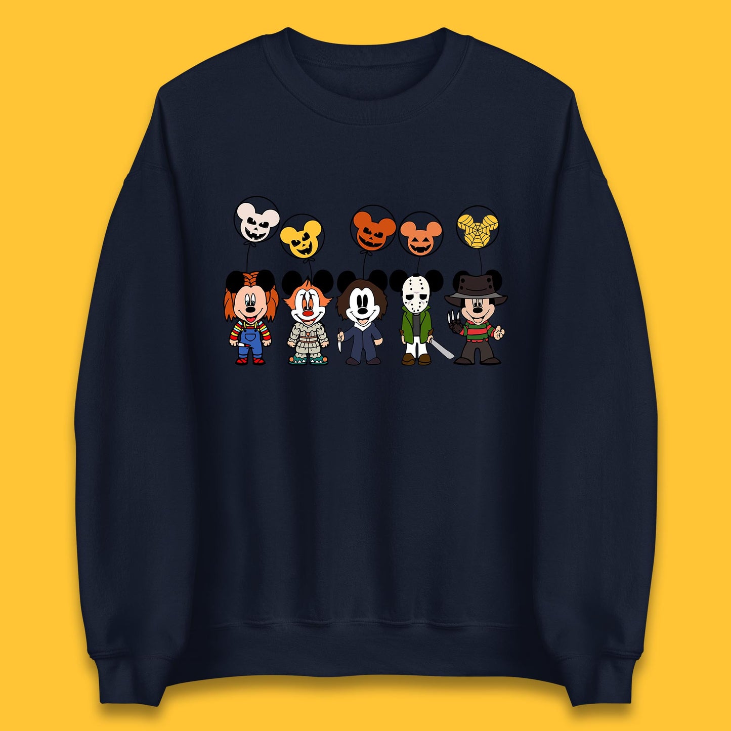 Disney Halloween Friends Horror Movie Characters Mickey Mouse Balloons Unisex Sweatshirt