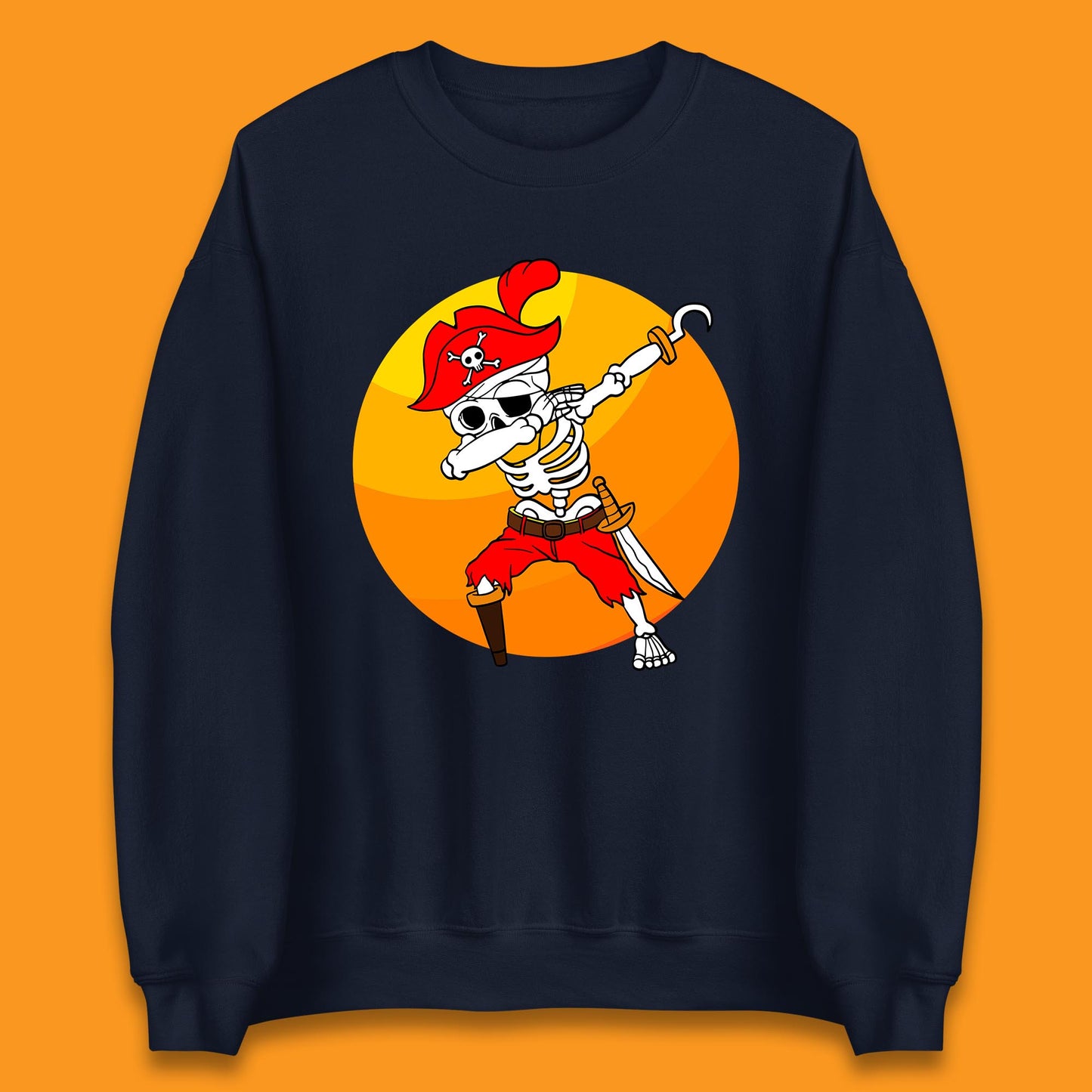 Dabbing Pirate Skeleton Halloween Jolly Roger Funny Halloween Costume Unisex Sweatshirt