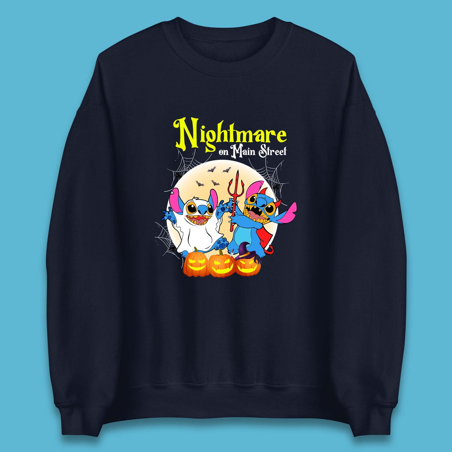 Nightmare On Main Street Vintage Stitch Halloween Devil Ghost Stitch Disney Halloween Lilo & Stitch Disney Trip Unisex Sweatshirt
