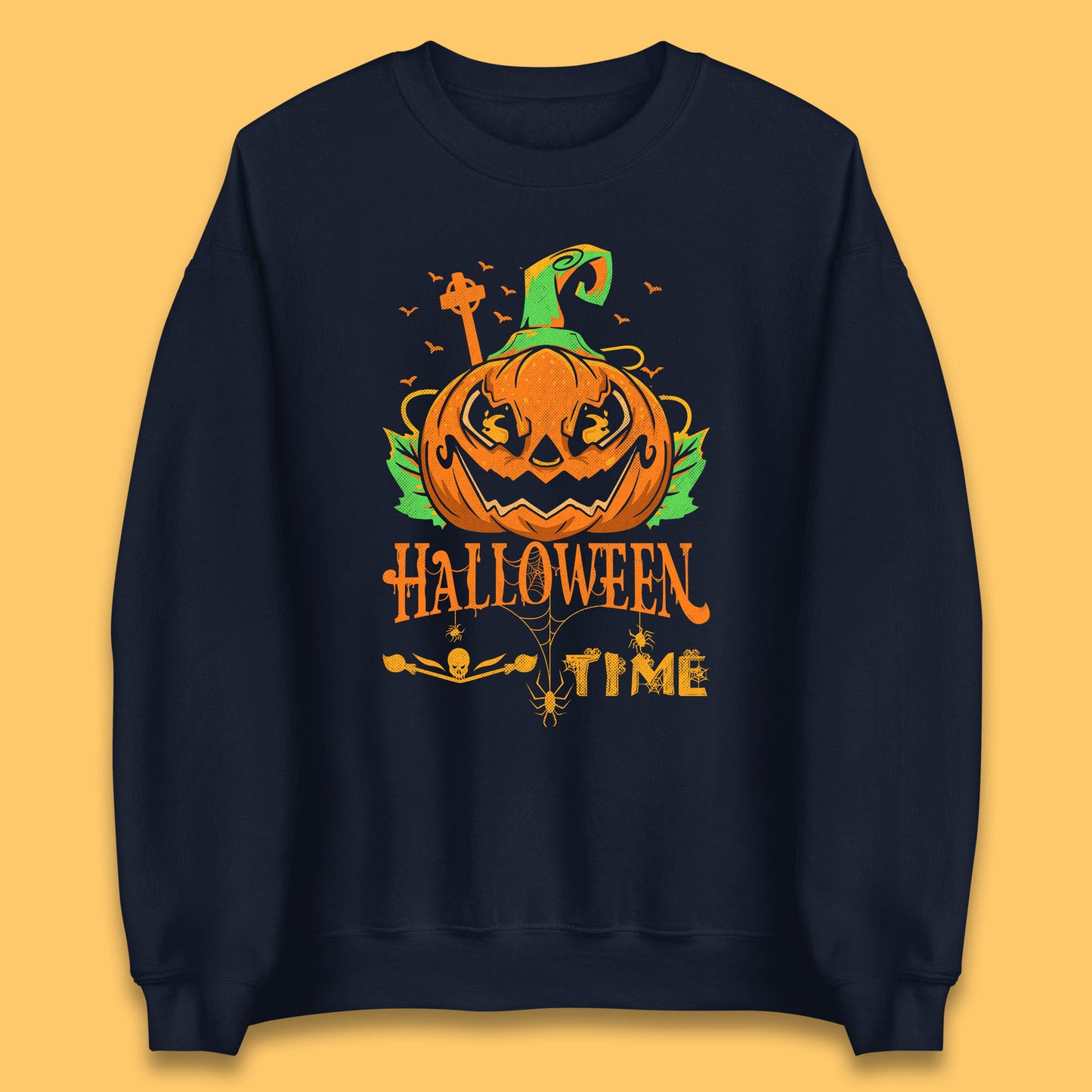 Halloween Time Scary Face Jack O Lantern Horror Pumpkin Halloween Scary Night Unisex Sweatshirt