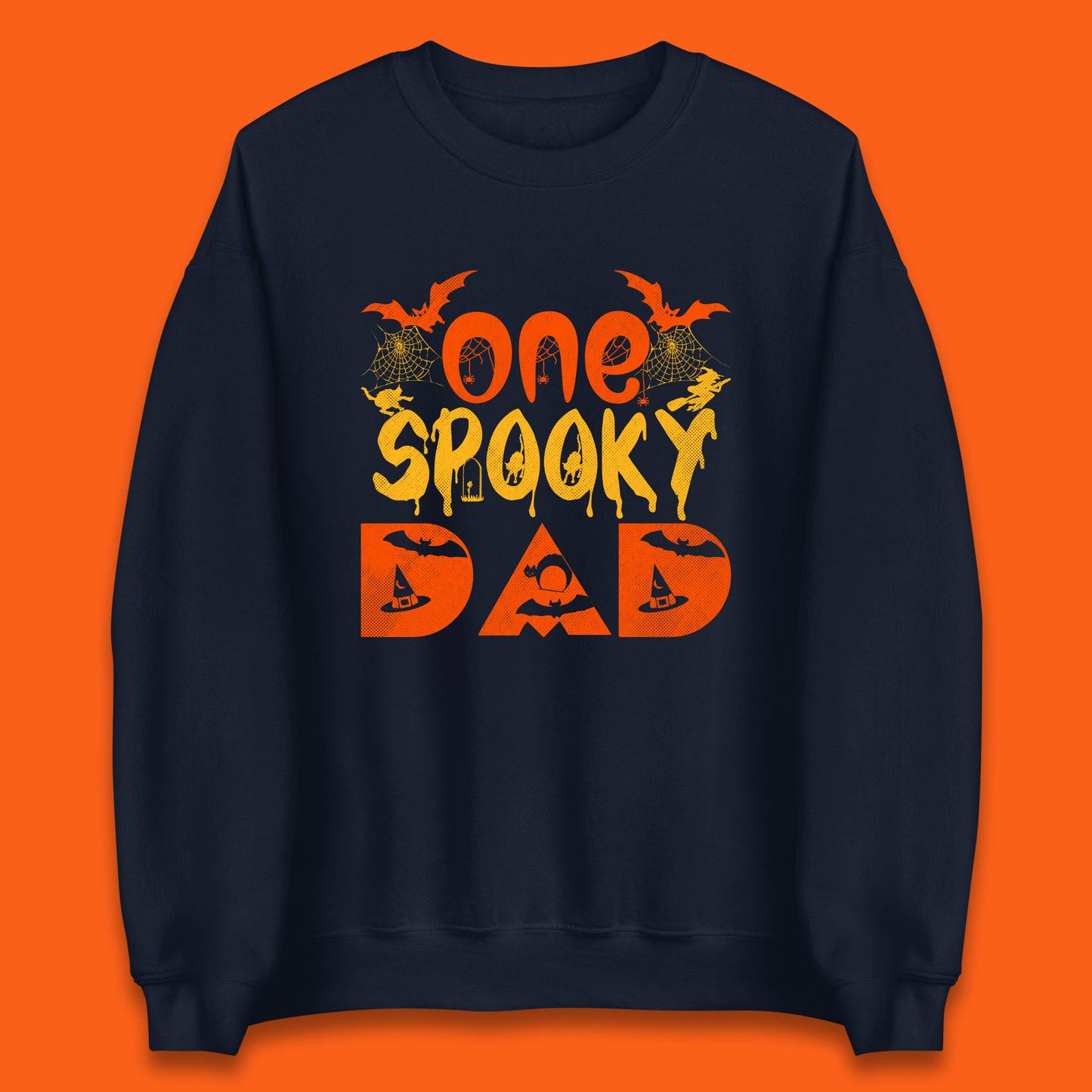 One Spooky Dad Happy Halloween Fall Season Dad Life Spooky Flying Bats Unisex Sweatshirt