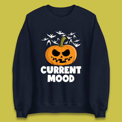 Current Mood Halloween Pumpkin Ghost Evil Scary Smile Face Horror Jack-o-lantern Unisex Sweatshirt