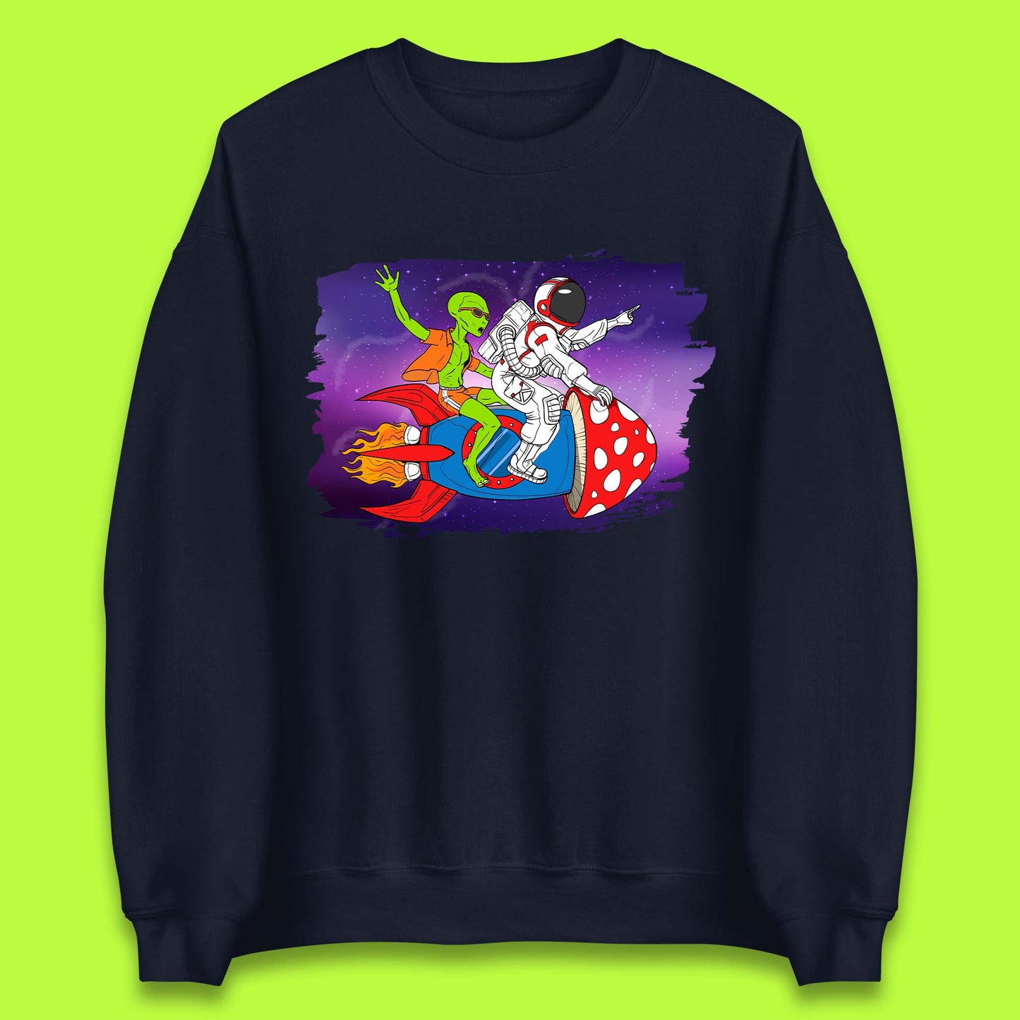 Alien & Astronaut Rocket Ship Unisex Sweatshirt