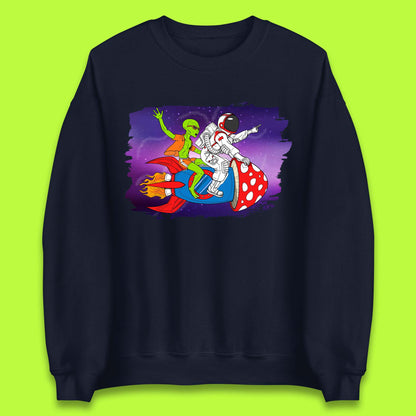 Alien & Astronaut Rocket Ship Unisex Sweatshirt