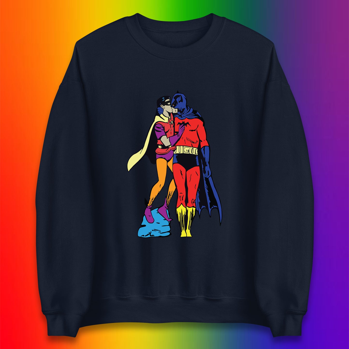 Batman X Robin Superhero Kiss Gay Pride LGBT Gay Bat Superheros Film DC Comics Unisex Sweatshirt