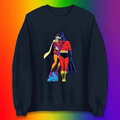 Batman X Robin Superhero Kiss Gay Pride LGBT Gay Bat Superheros Film DC Comics Unisex Sweatshirt
