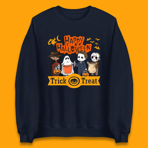 Happy Halloween Trick Or Treat Chibi Horror Movie Characters Killer Unisex Sweatshirt