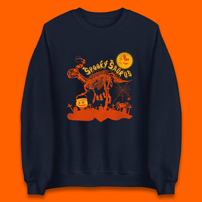 Spooky Saurus Rex Halloween Dinosaur Skeleton T-Rex Scary Pumpkin Unisex Sweatshirt