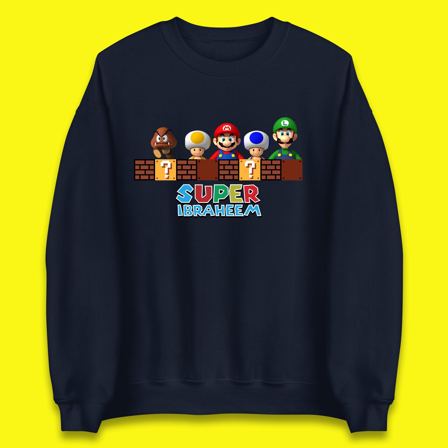 Personalised Super Mario Game Series Your Name Mario Bros Luigi Toad Mega Goomba Mario Unisex Sweatshirt