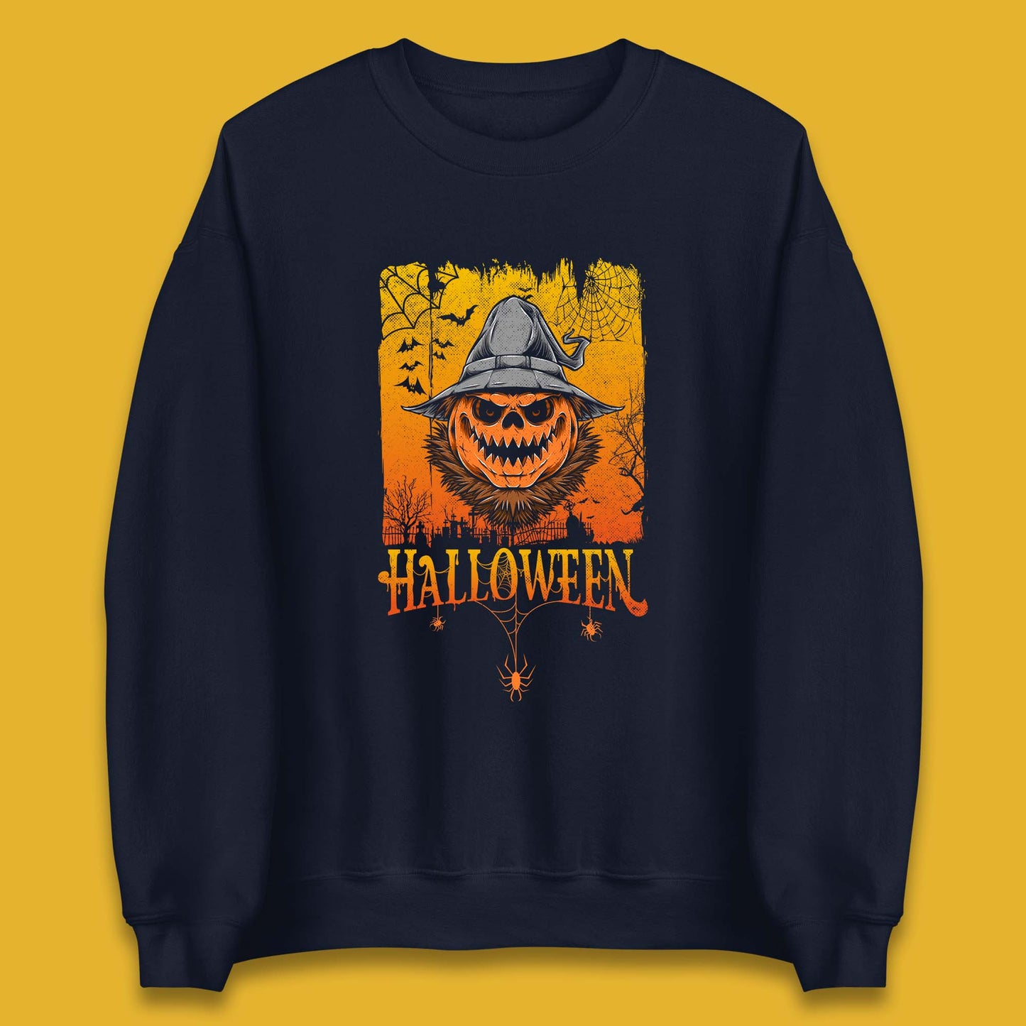 Angry Halloween Scary Evil Pumpkin Funny Pumpkin Head With Fire Eyes Scary Spooky Season Unisex Sweatshirt