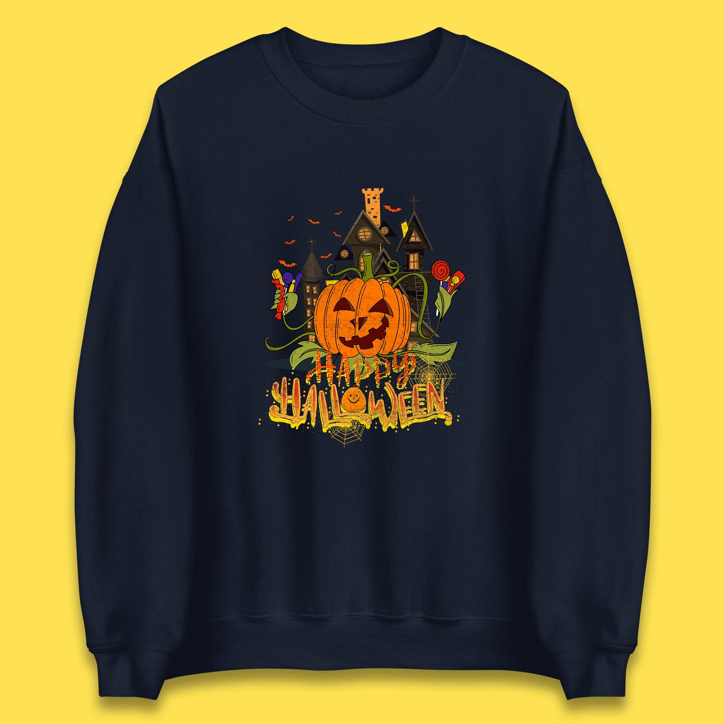 Happy Halloween Spooky Haunted House Halloween Pumpkin Horror Scary Jack-o-lantern Unisex Sweatshirt