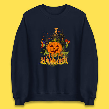 Happy Halloween Spooky Haunted House Halloween Pumpkin Horror Scary Jack-o-lantern Unisex Sweatshirt