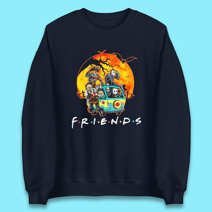 Friends Van Halloween Scooby Doo Mystery Machine Horror Movie Villians Characters Unisex Sweatshirt