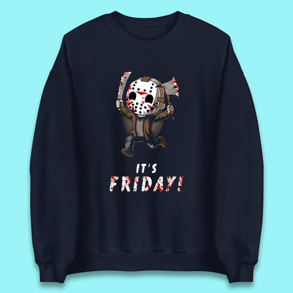 It's Friday Chibi Jason Voorhees Holding Bloody Knife & Bloody Axe Halloween Friday The 13th Horror Movie Unisex Sweatshirt