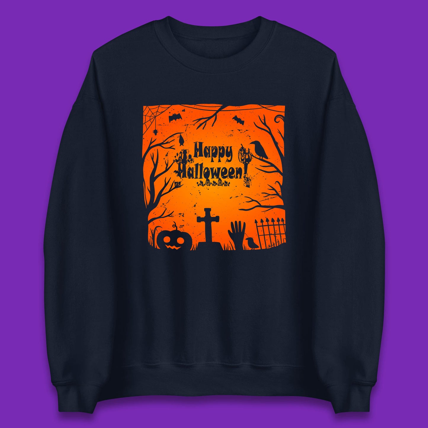 Happy Halloween Witch Hand Cross Sign Scary Pumpin Spooky Terrific Halloween Night Unisex Sweatshirt