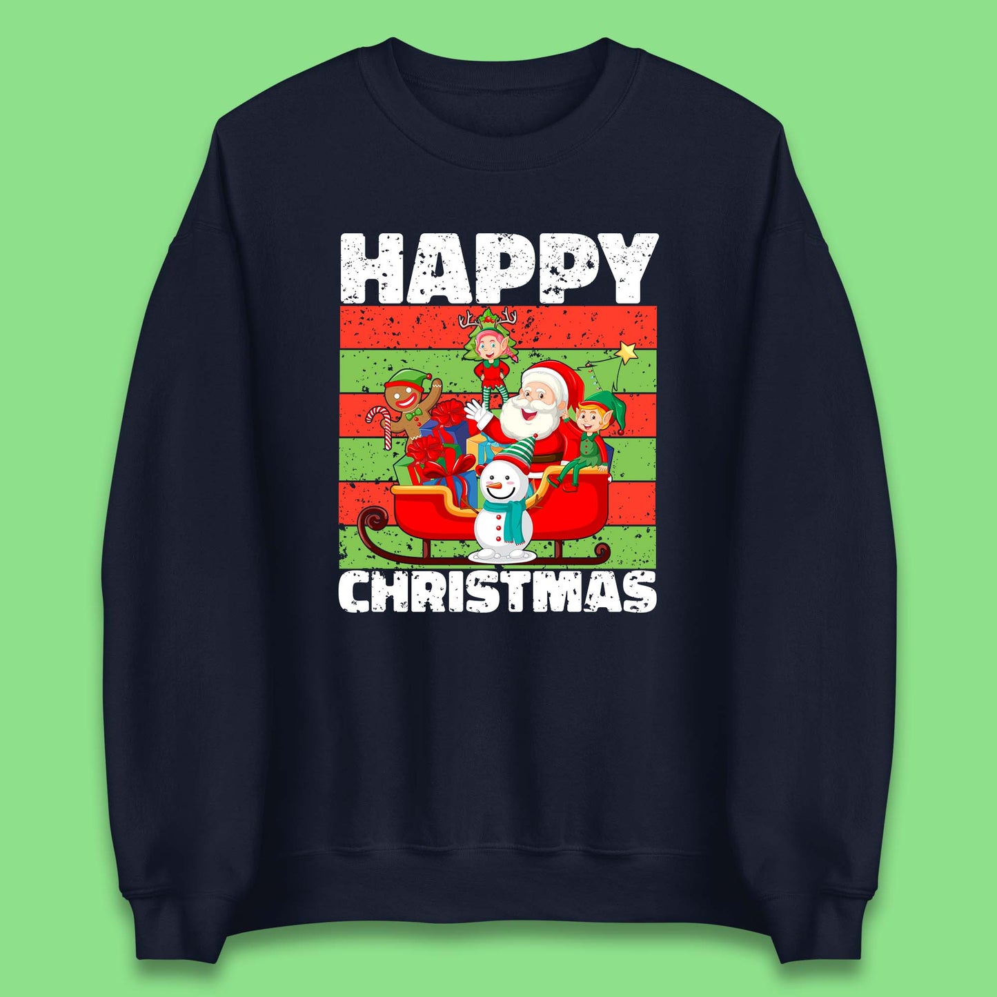 santa and friends on sleigh christmas sweatshirt