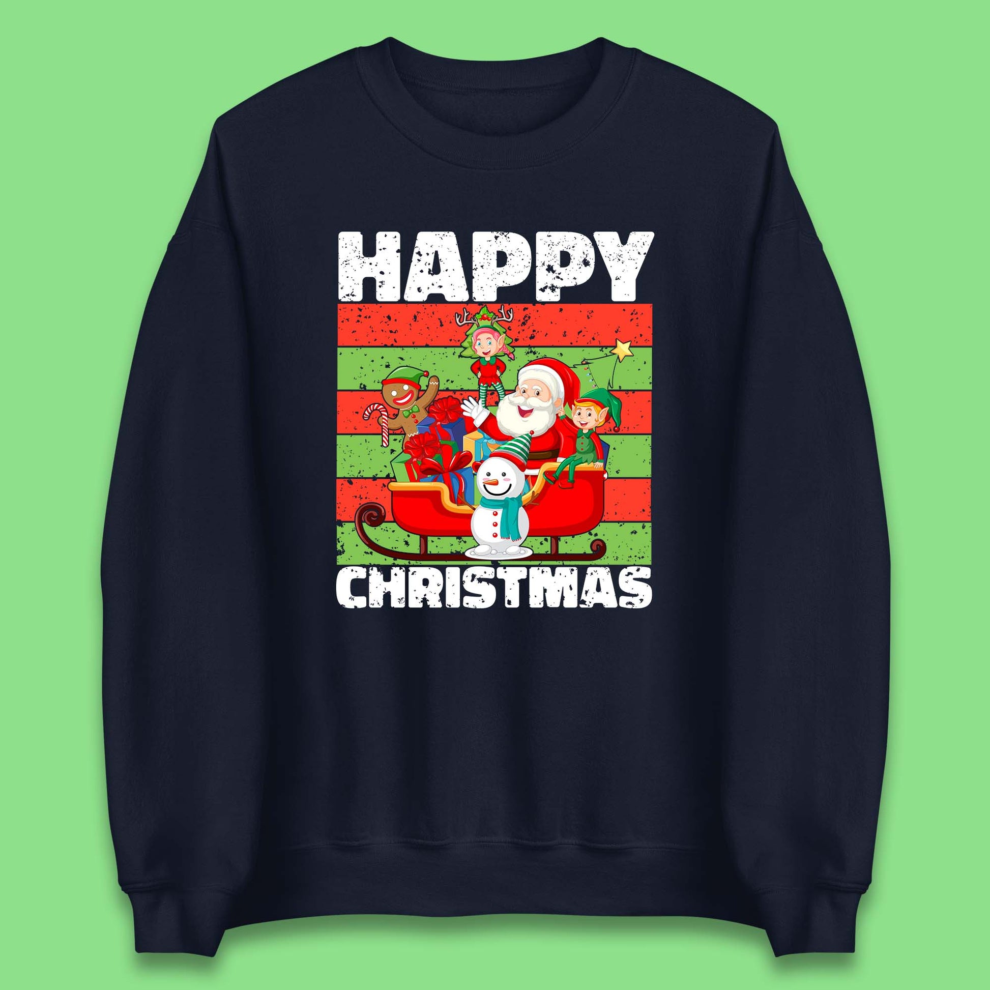 santa and friends on sleigh christmas sweatshirt