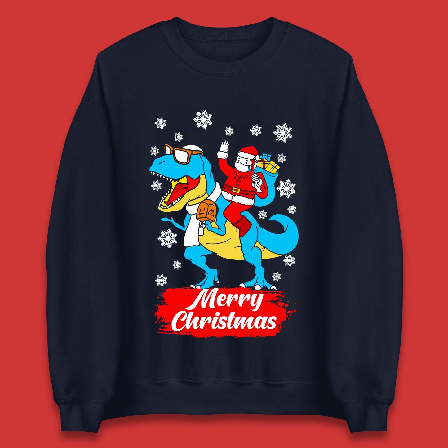 Santa Claus Riding T-Rex Christmas Unisex Sweatshirt