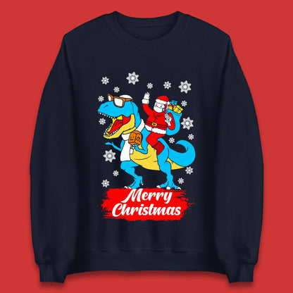 Santa Claus Riding T-Rex Christmas Unisex Sweatshirt