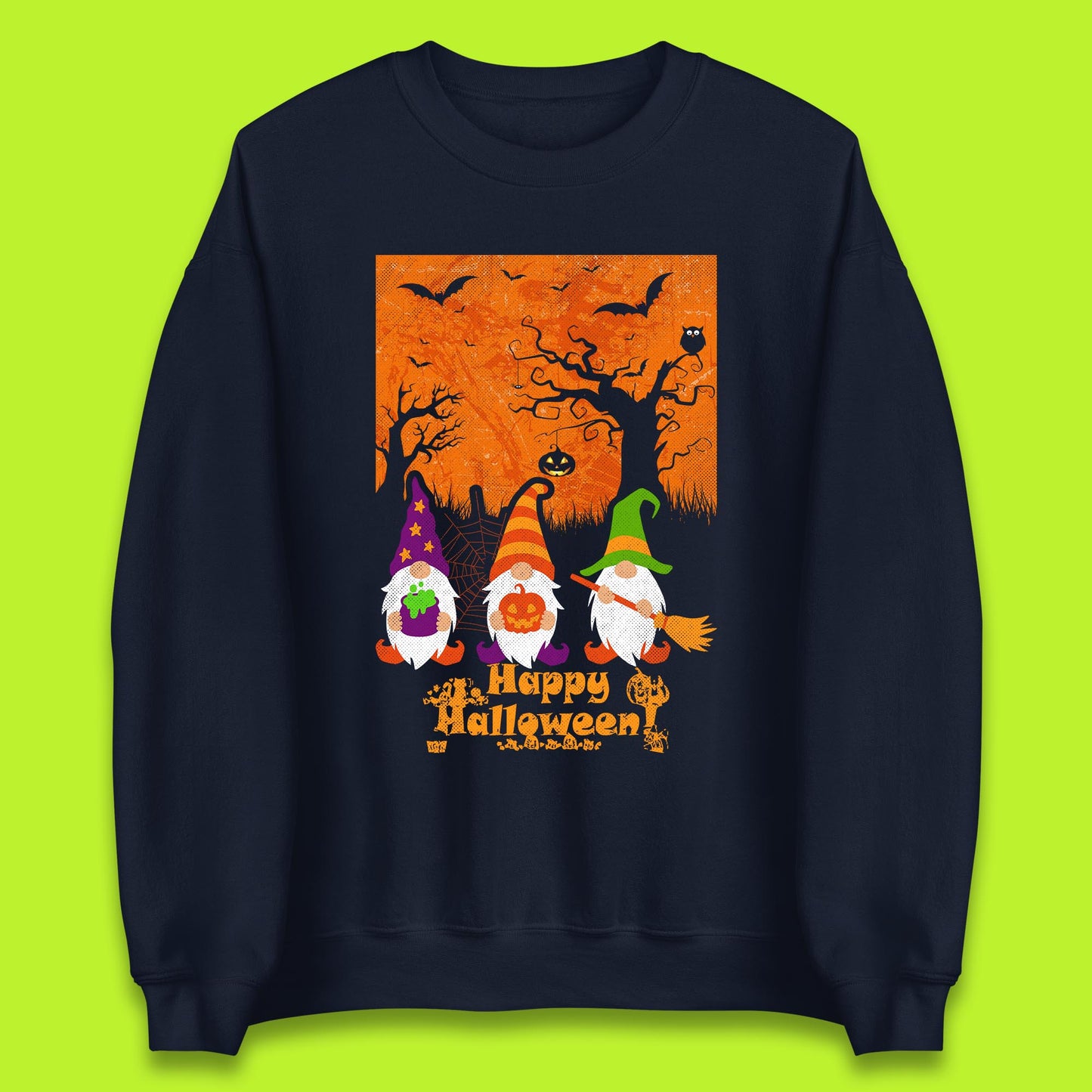 Happy Halloween Gnomies Spooky Witch Gnomes Scary Halloween Trees Gnome Lover Unisex Sweatshirt