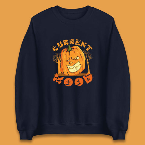 Current Mood Halloween Pumpkin Evil Scary Smile Horror Jack-o-Lantern Unisex Sweatshirt
