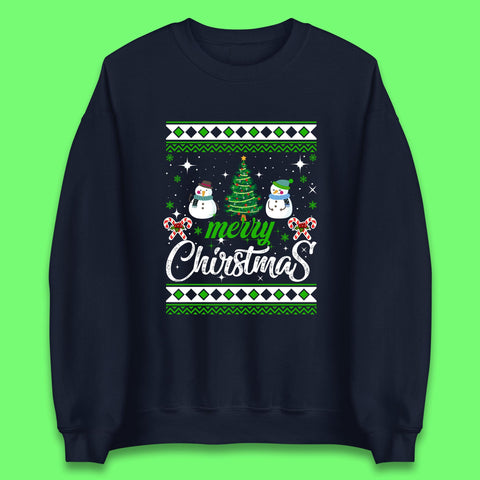 Merry Christmas Snowman Christmas Tree Xmas Winter Holiday Unisex Sweatshirt