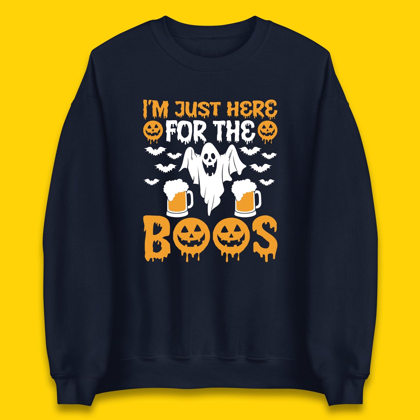 I'm Just Here For The Boos Halloween Boo Ghosts Drinking Beer Unisex Sweatshirt