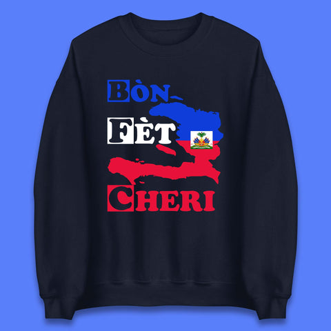 Bon Fet Cheri Haiti Map Unisex Sweatshirt