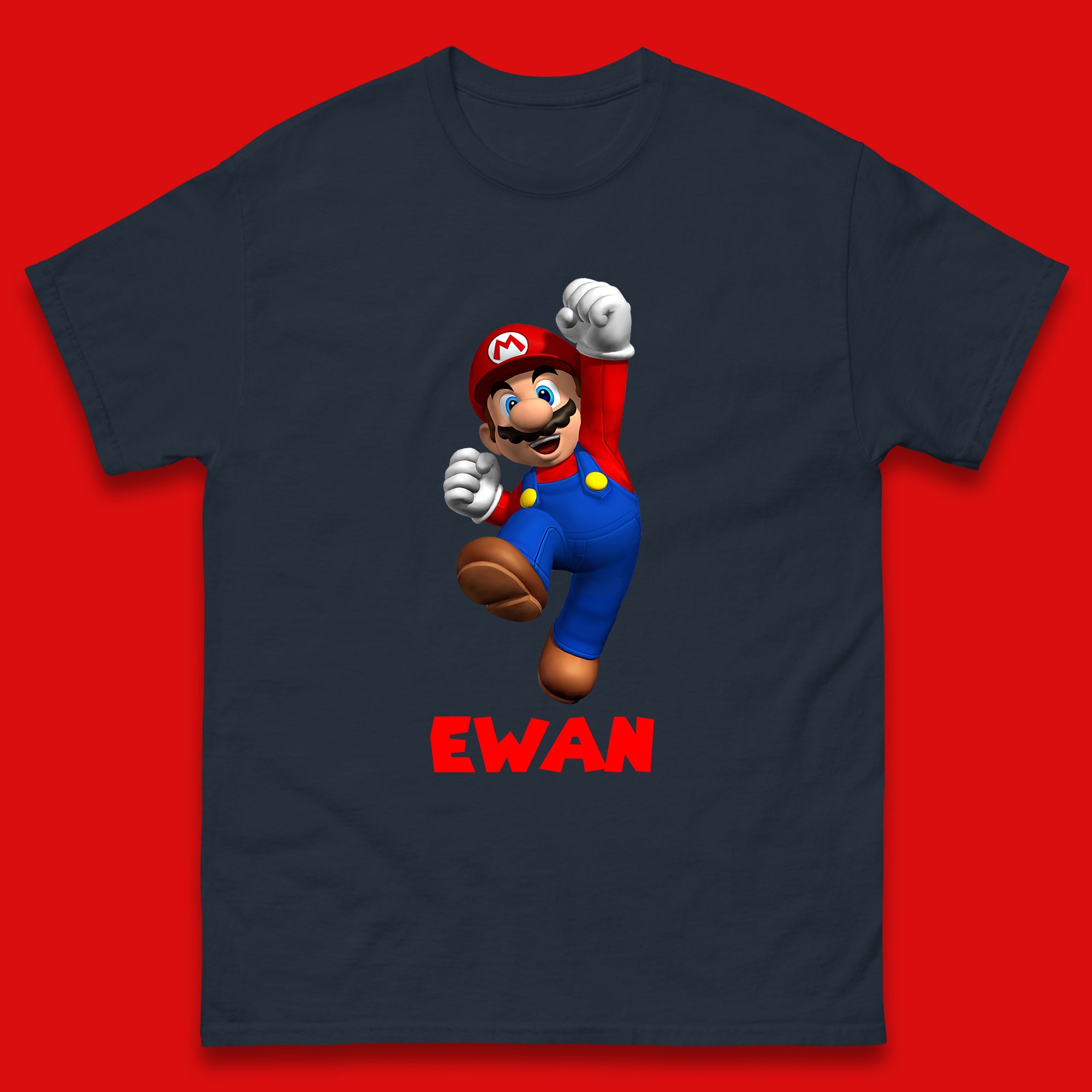 Personalised Your Name Super Mario Jumping Funny Game Lovers Players Mario Bro Retro Gaming Mens Tee Top