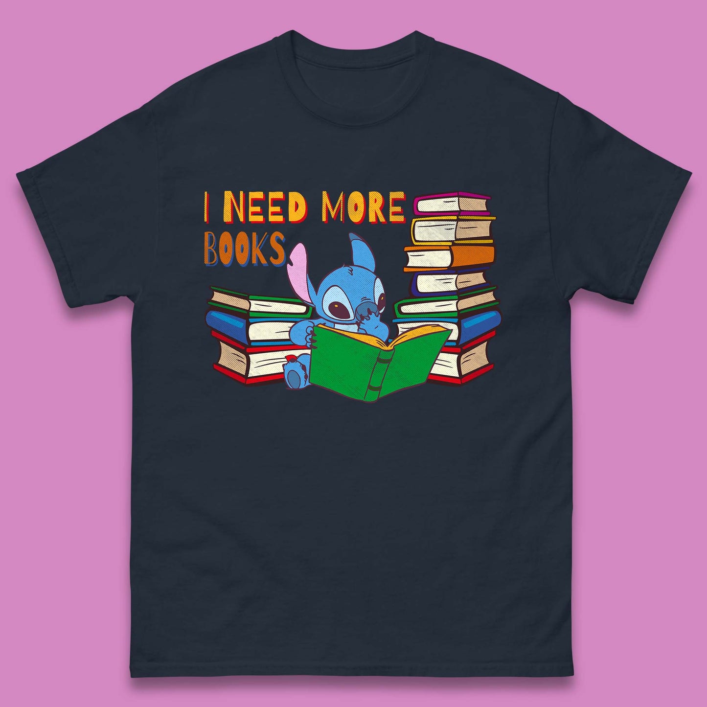 Stitch Reading A Book Mens T-Shirt