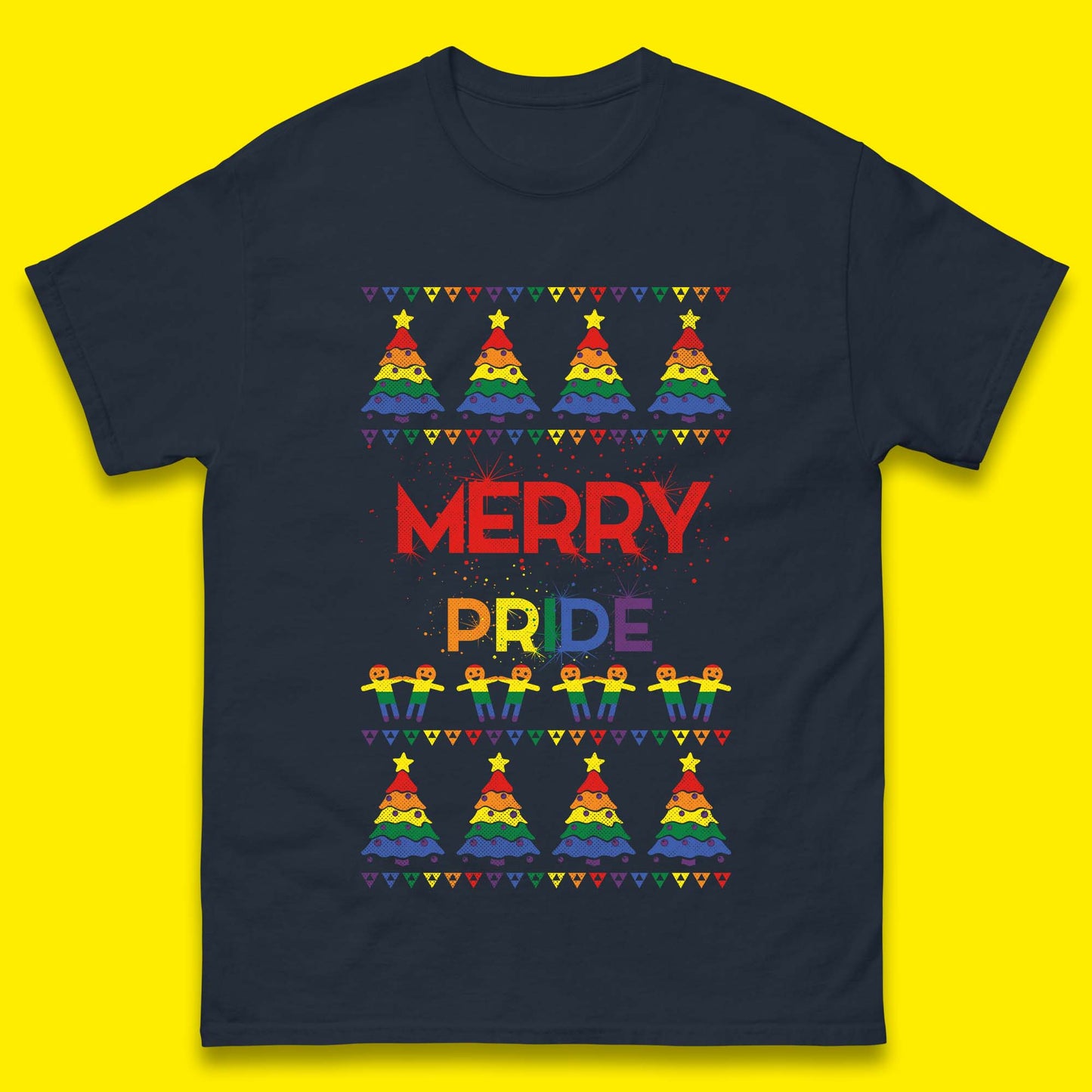 Merry Pride Christmas Trees Mens T-Shirt
