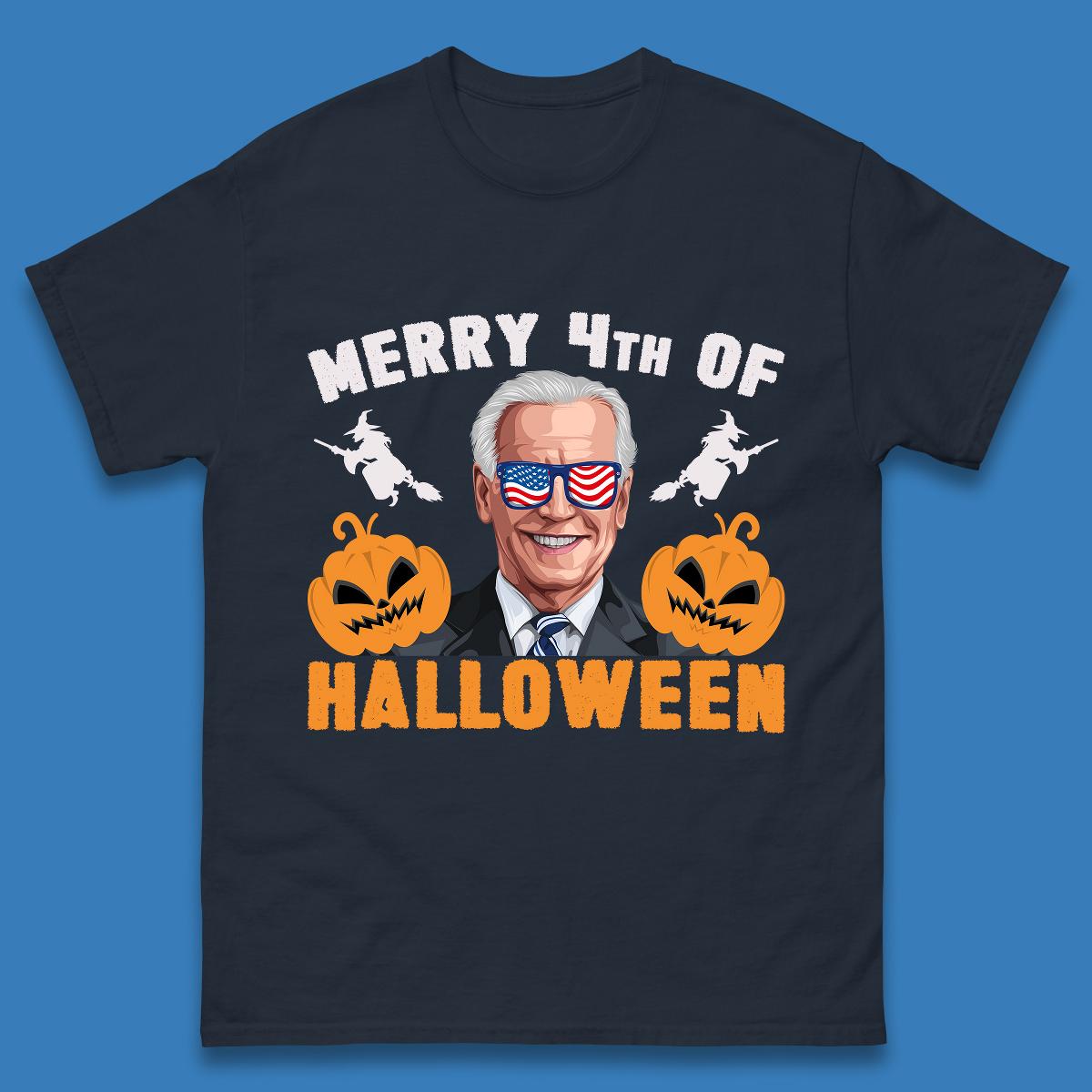 Merry 4th Of Halloween Funny Confused Joe Biden 4th Of July Mens Tee Top