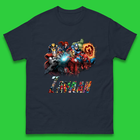 Personalised Marvel Avengers Super Heroes Movie Characters Spider Man, Black Widow, Hulk, Iron Man, Thor, Captain America Avengers Squad Mens Tee Top