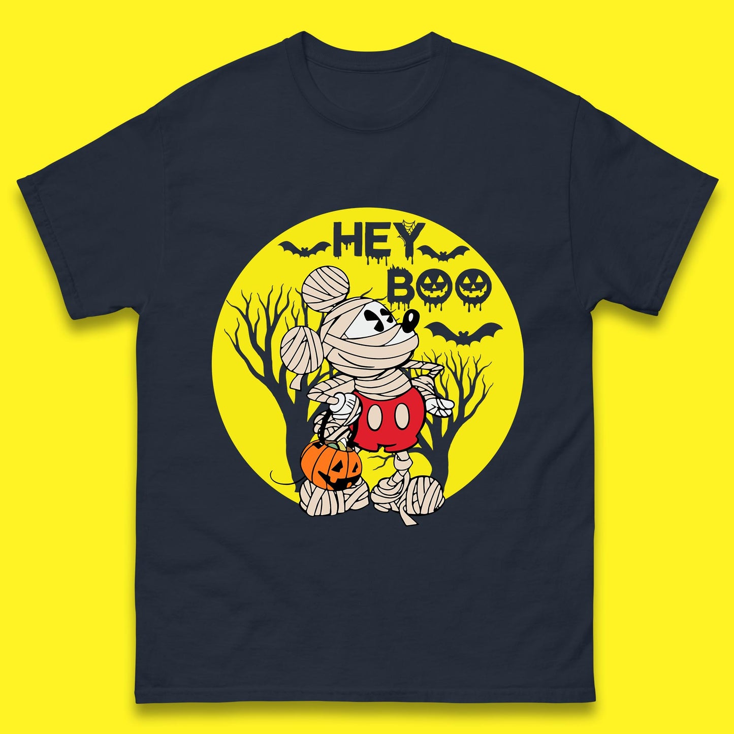 Hey Boo Disney Halloween Mickey Mouse Mummy Trick Or Treat Spooky Vibes Mens Tee Top