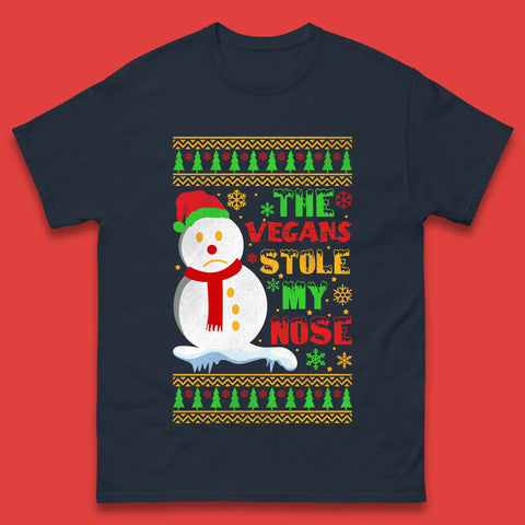 Vegan Snowman Christmas Mens T-Shirt
