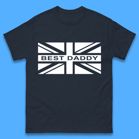 Best Daddy Vintage Union Jack Great Britain United Kingdom England Flag Patriotic Dad Father's Day Mens Tee Top