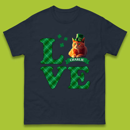 Personalised Love St. Patrick's Cat Mens T-Shirt